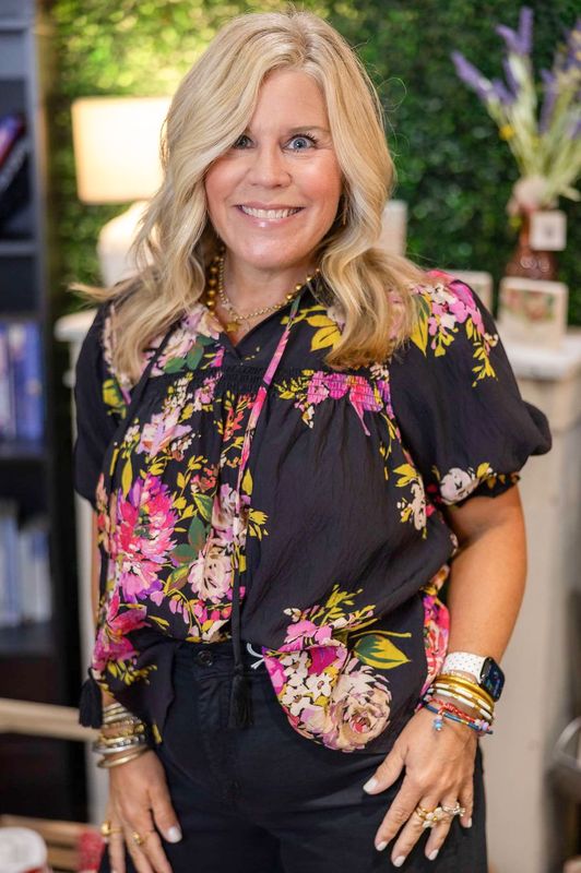 Black Floral Print Blouse