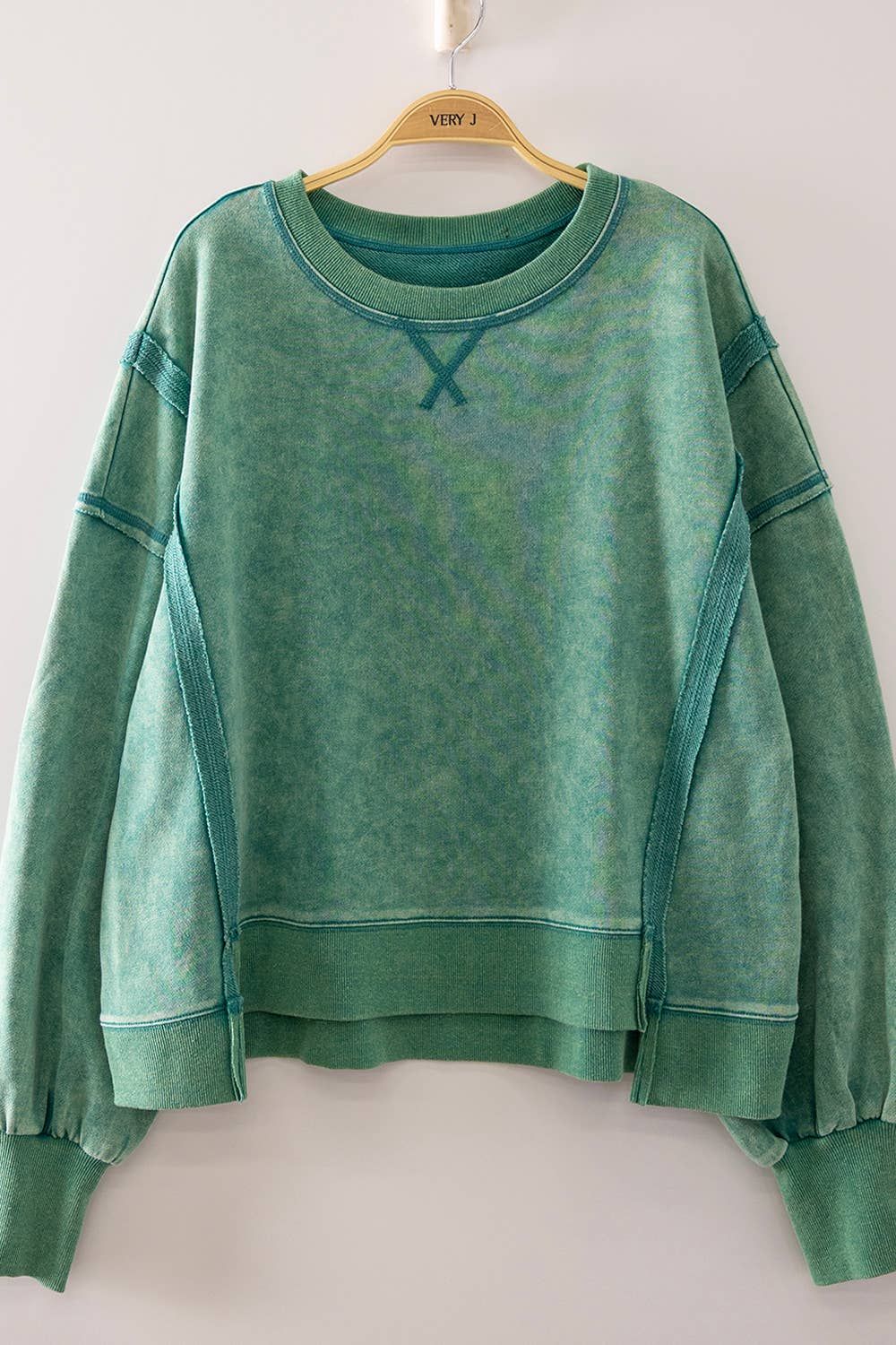 Vintage Washed Sweatshirt, Color: SEA FOAM, Size: Small