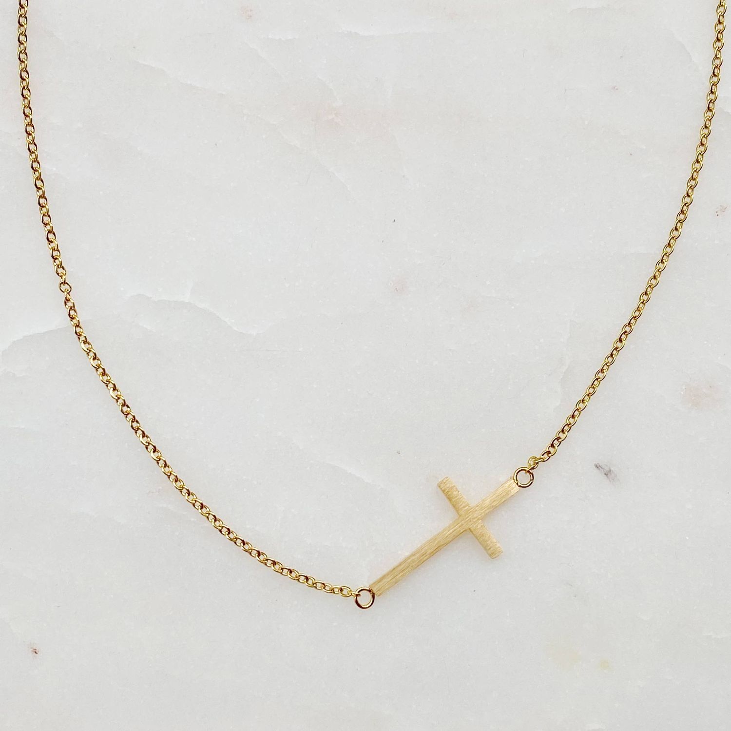 Kayla Cross Necklace, Color: Gold