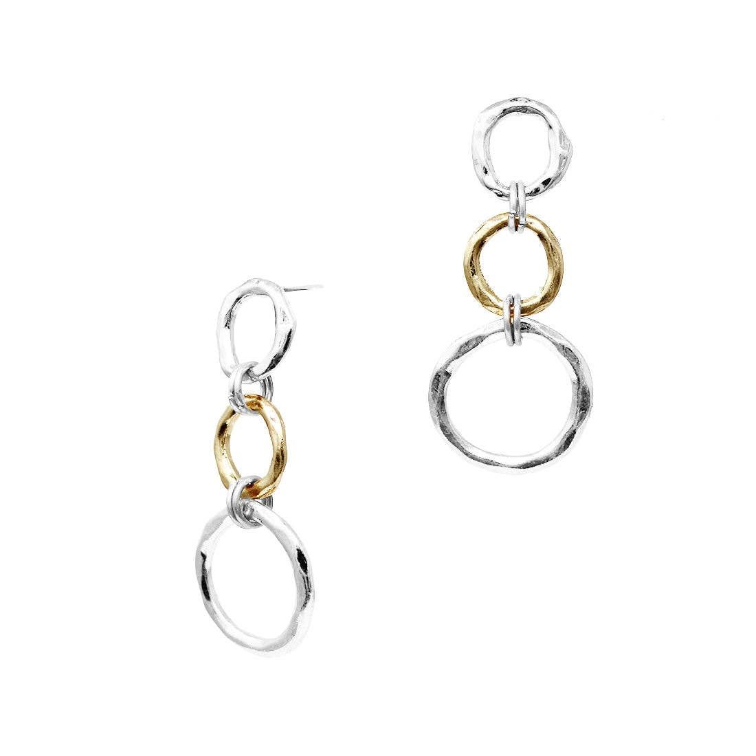 Open Silver and Gold Circles 1.5" Earring