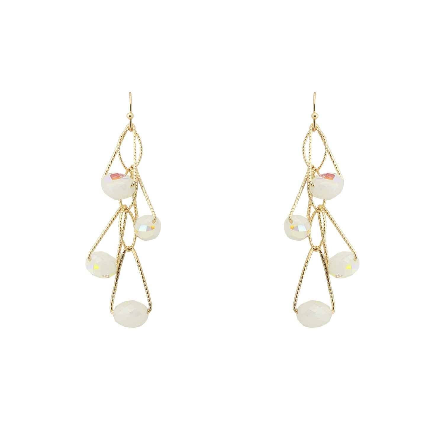 White Crystal with Gold Wiring 1.5" Earring