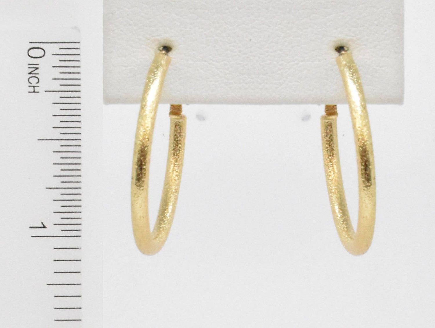 Textured Gold 1" Hoop Earrings