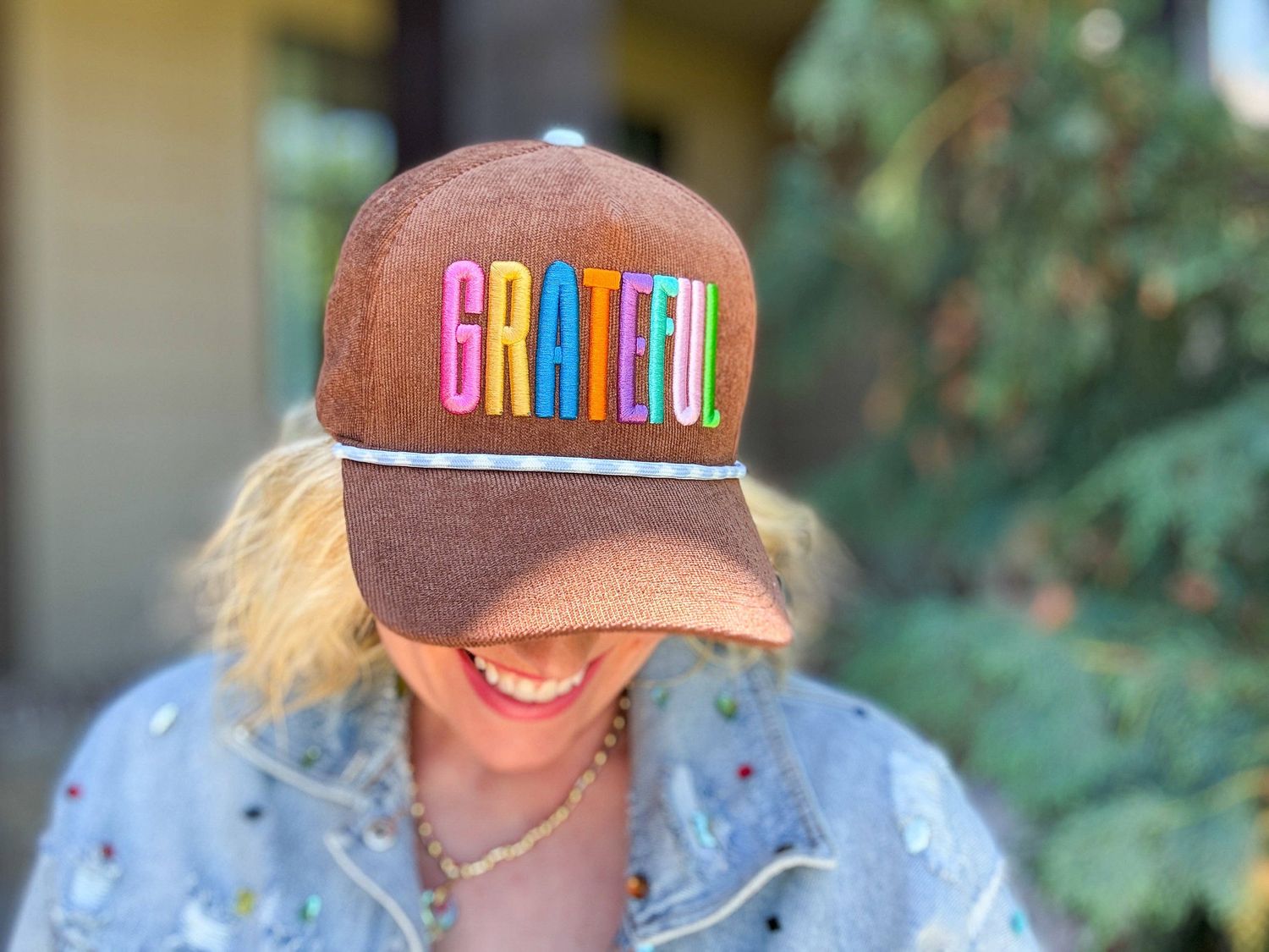 Embroidered Baseball Cap - "Grateful"