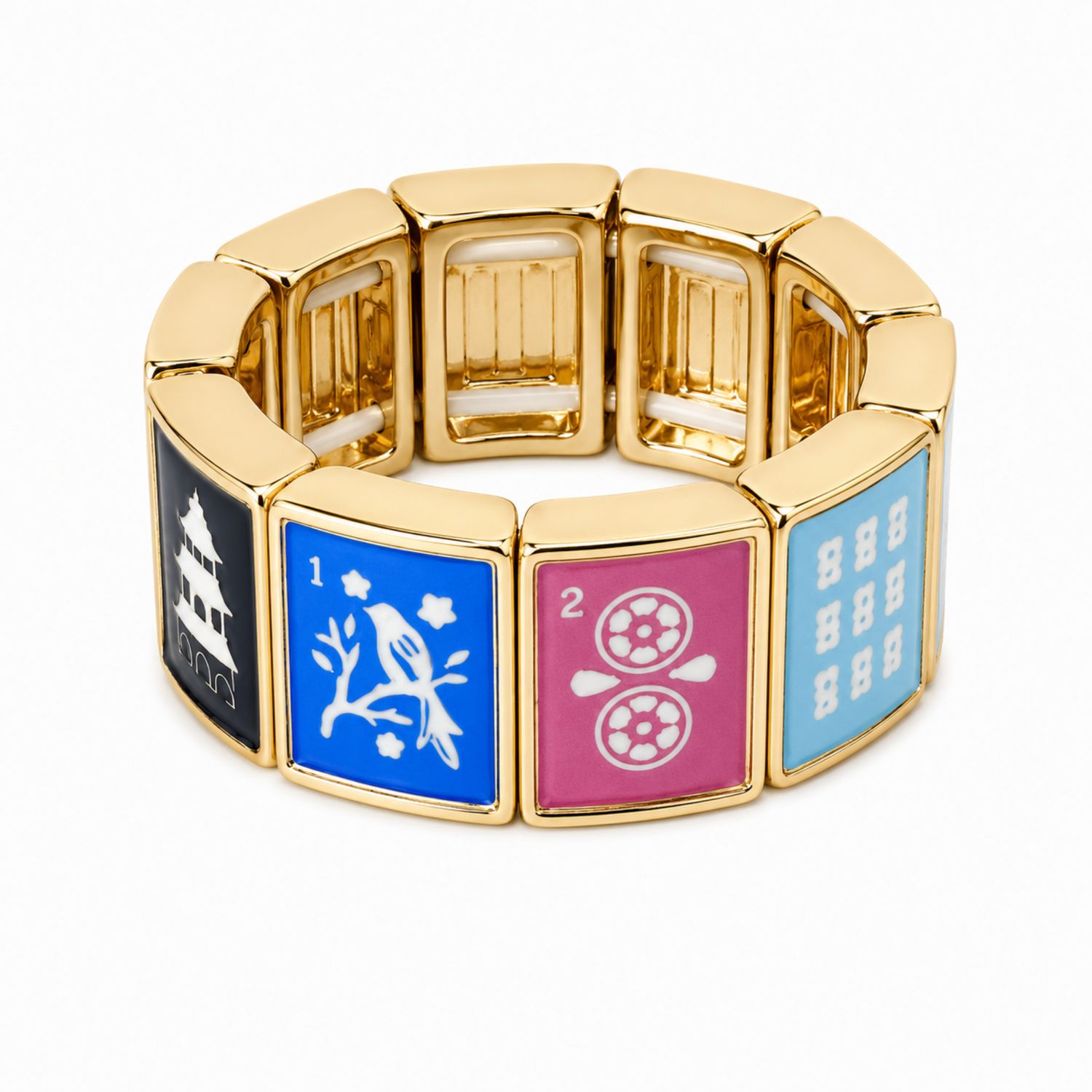 Mahjong Multi Tile Stretch Ring, Color: Colorful Tile