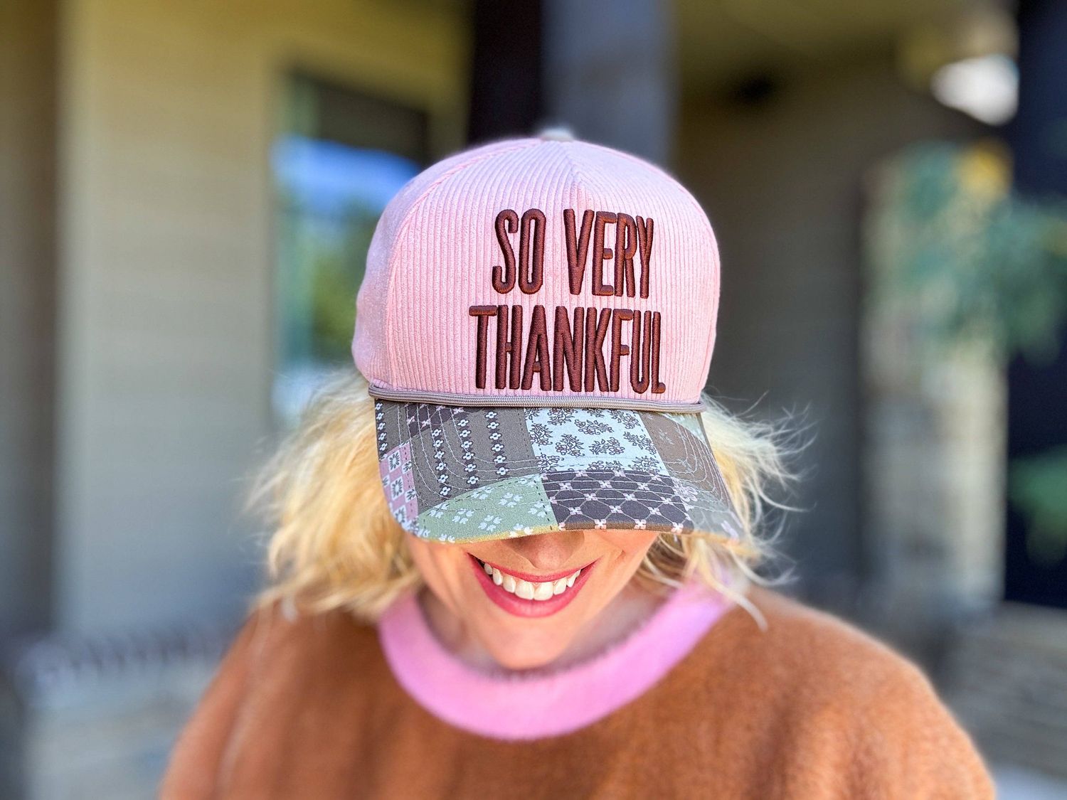 Embroidered Baseball Cap - "So Very Thankful"