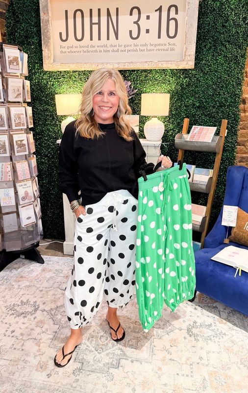 Black Polka Dot French Terry Balloon Pants