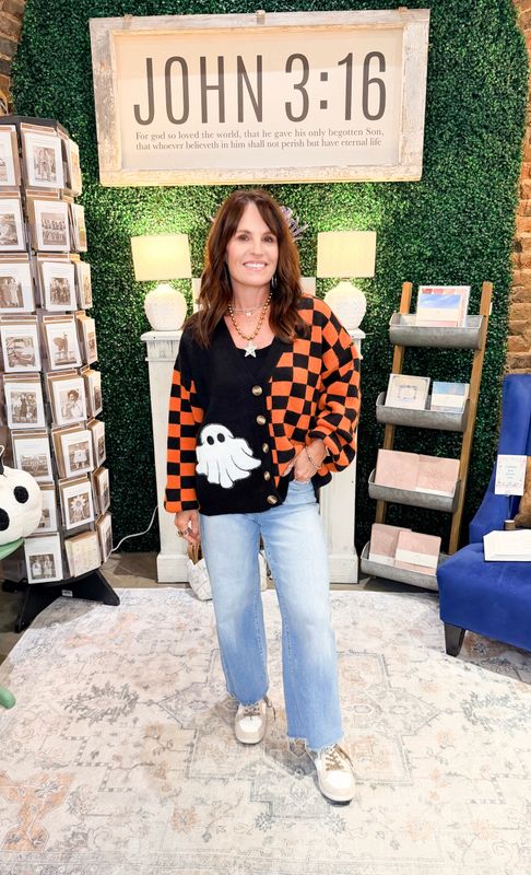 Checkerboard Halloween Cardigan