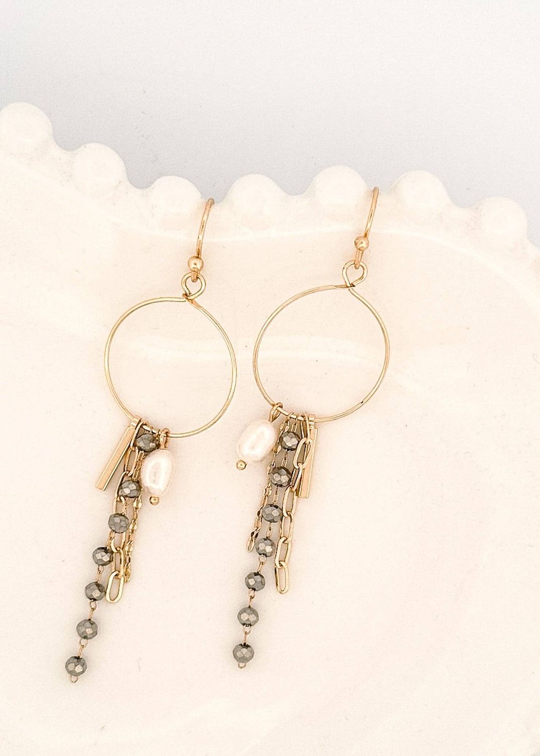 Mountain Charm Earrings, Color: hematite