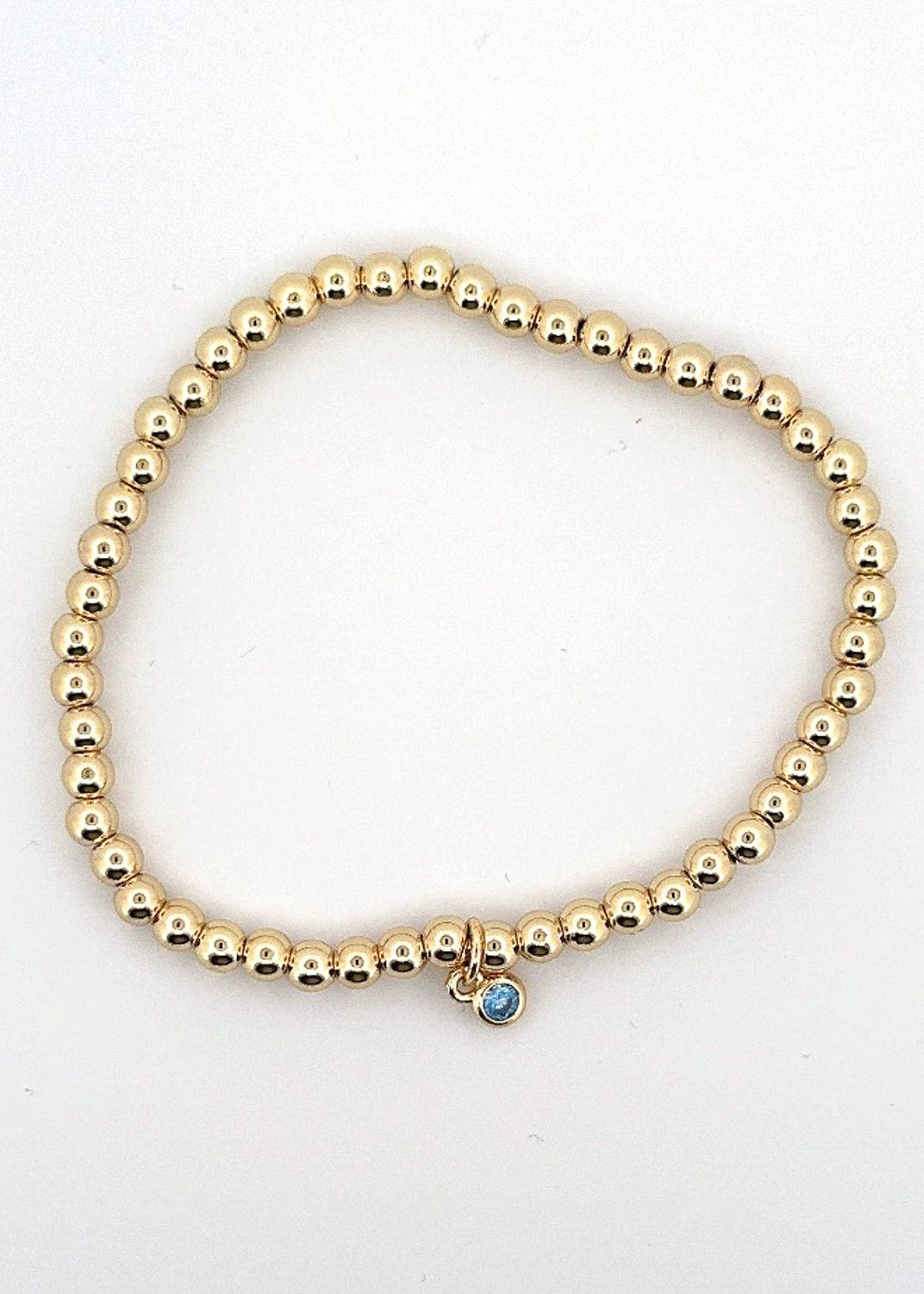 Tiny Crystal Charm Stretch Bracelet, Color: Lt Blue