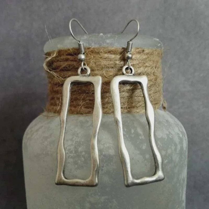 Hammered Rectangle Earring