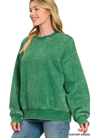 Washed Oversized Fleece Pullover