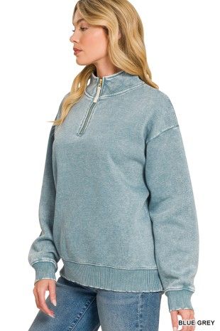 Washed Half Zip Sweatshirt