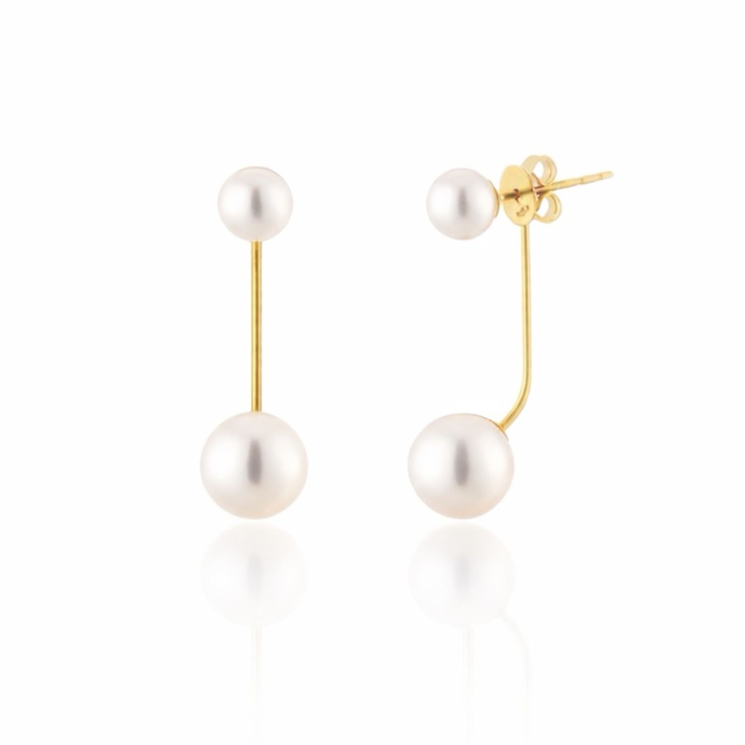 Modern Dual Pearl Drop Earrings – Minimal Gold Accent Design