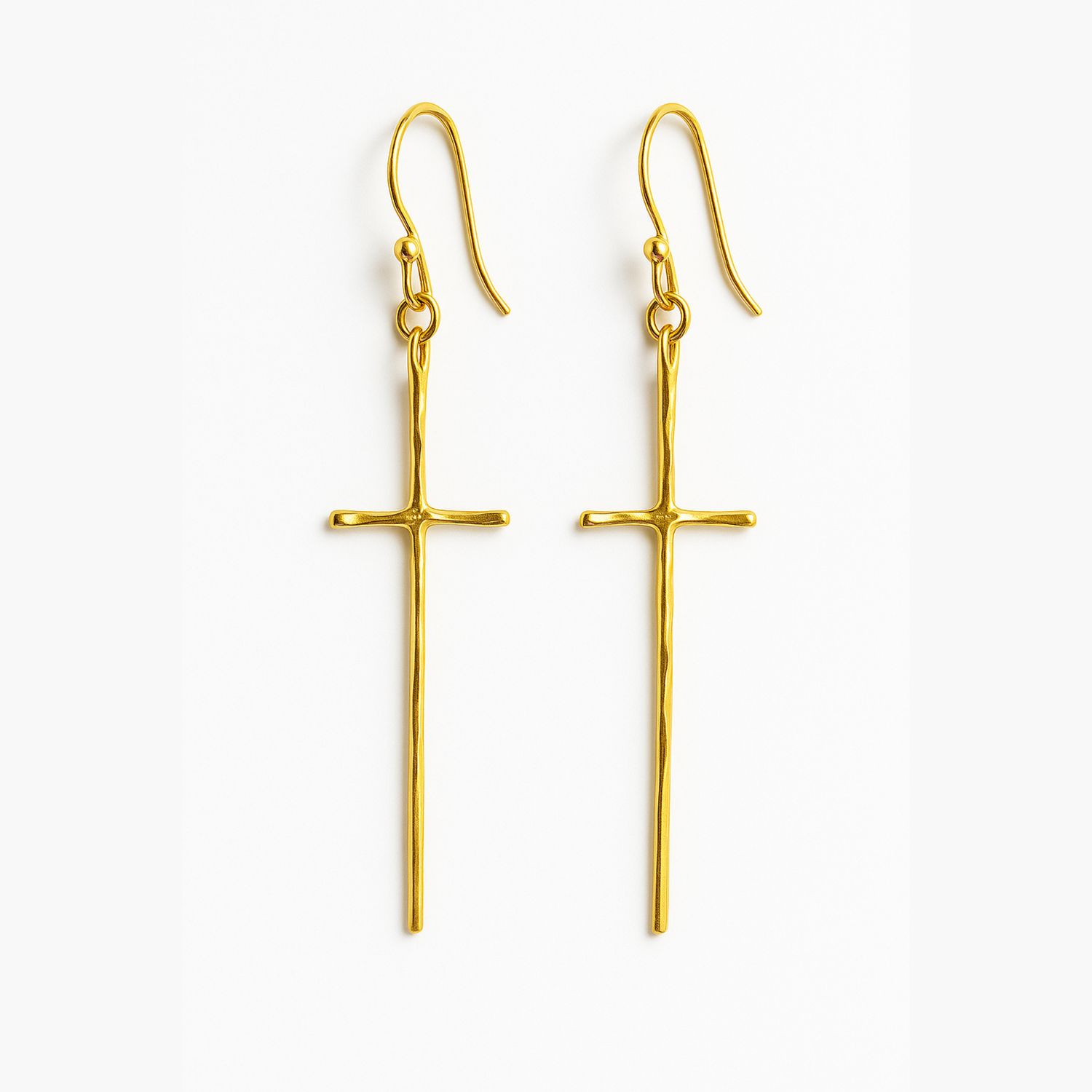 Minimal Molten Cross Earrings