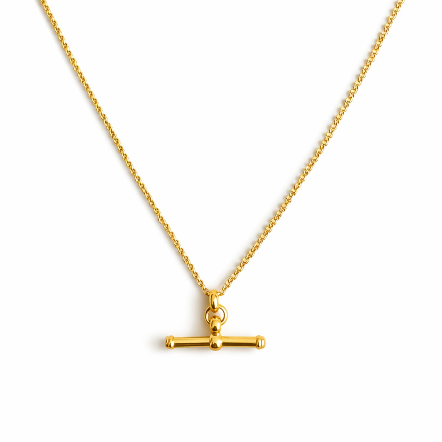 Golden T-Bar Chain Necklace – Sleek Minimal Statement