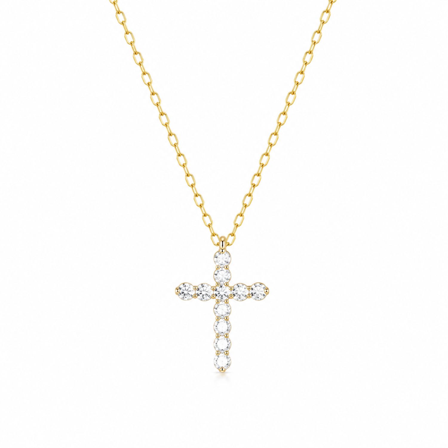Faceted Crystal Cross Necklace, Size: Small