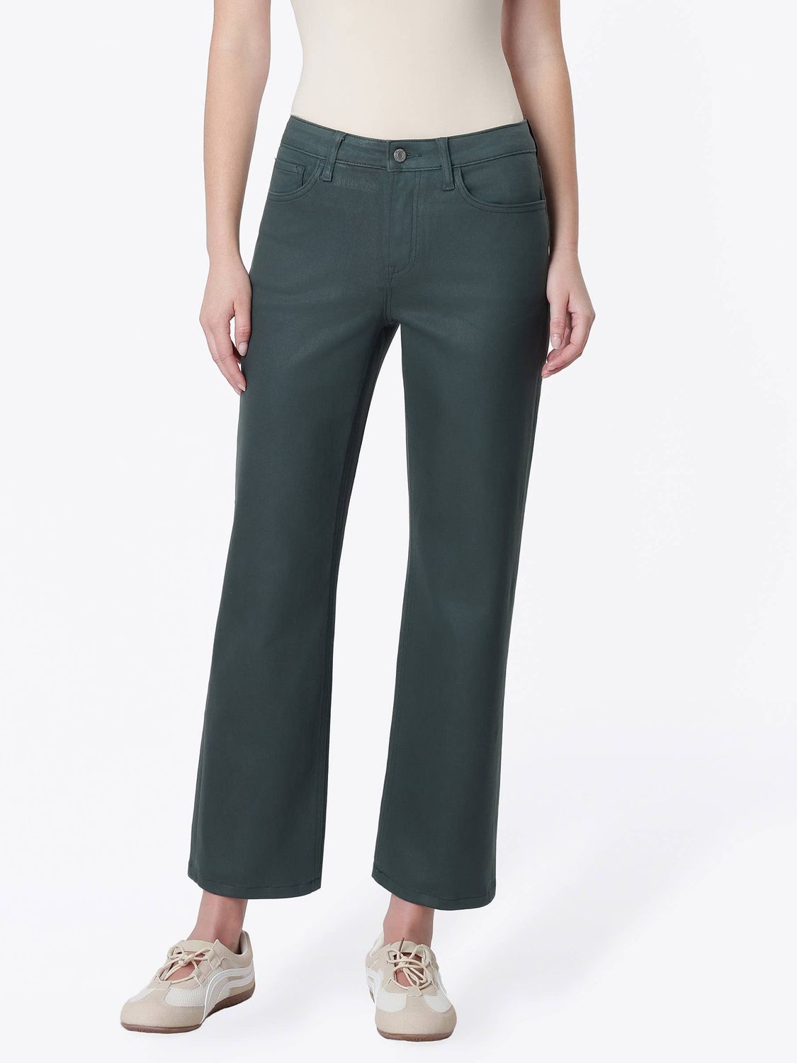 HR CROP SPRUCE STRAIGHT JEANS, Color: DARKEST SPRUCE, Size: 25