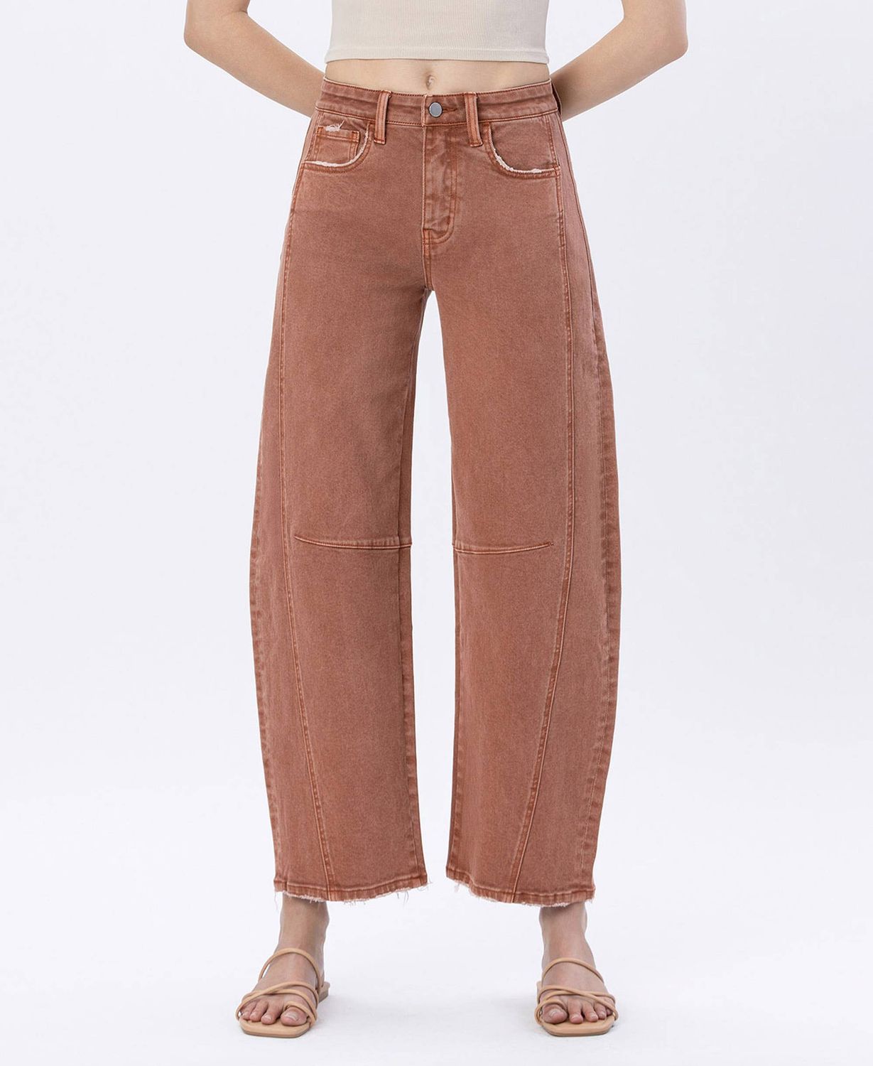 HR COPPER COLOR TWIST BARREL JEANS, Color: COPPER, Size: 29