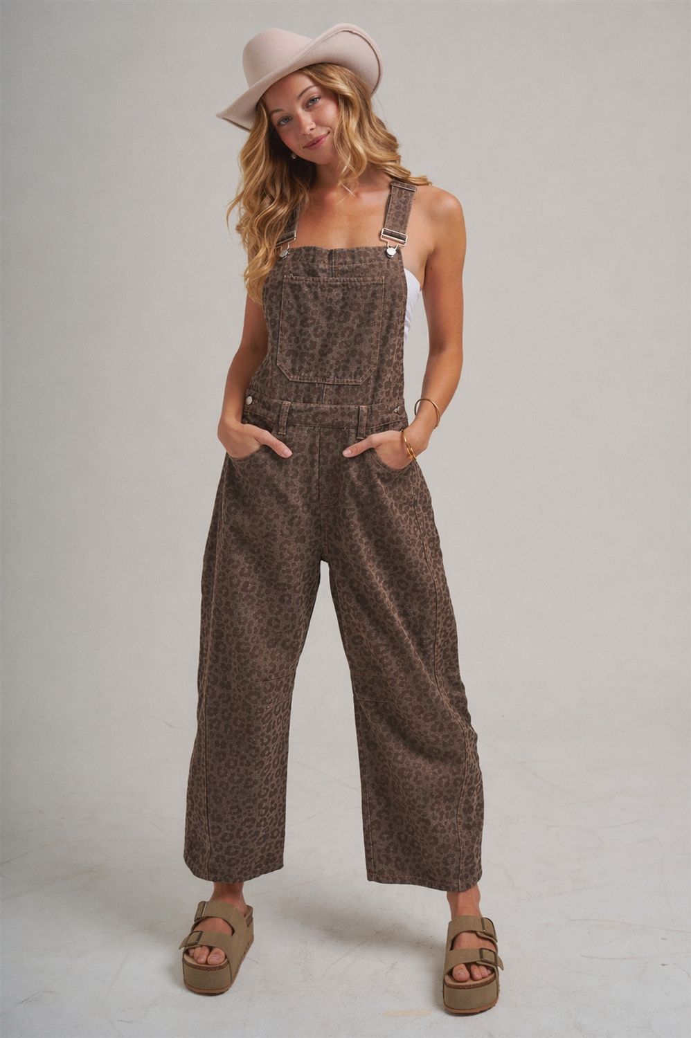 VINTAGE LEOPARD OVERALL JUMPSUIT, Color: VINTAGE MOCHA, Size: S