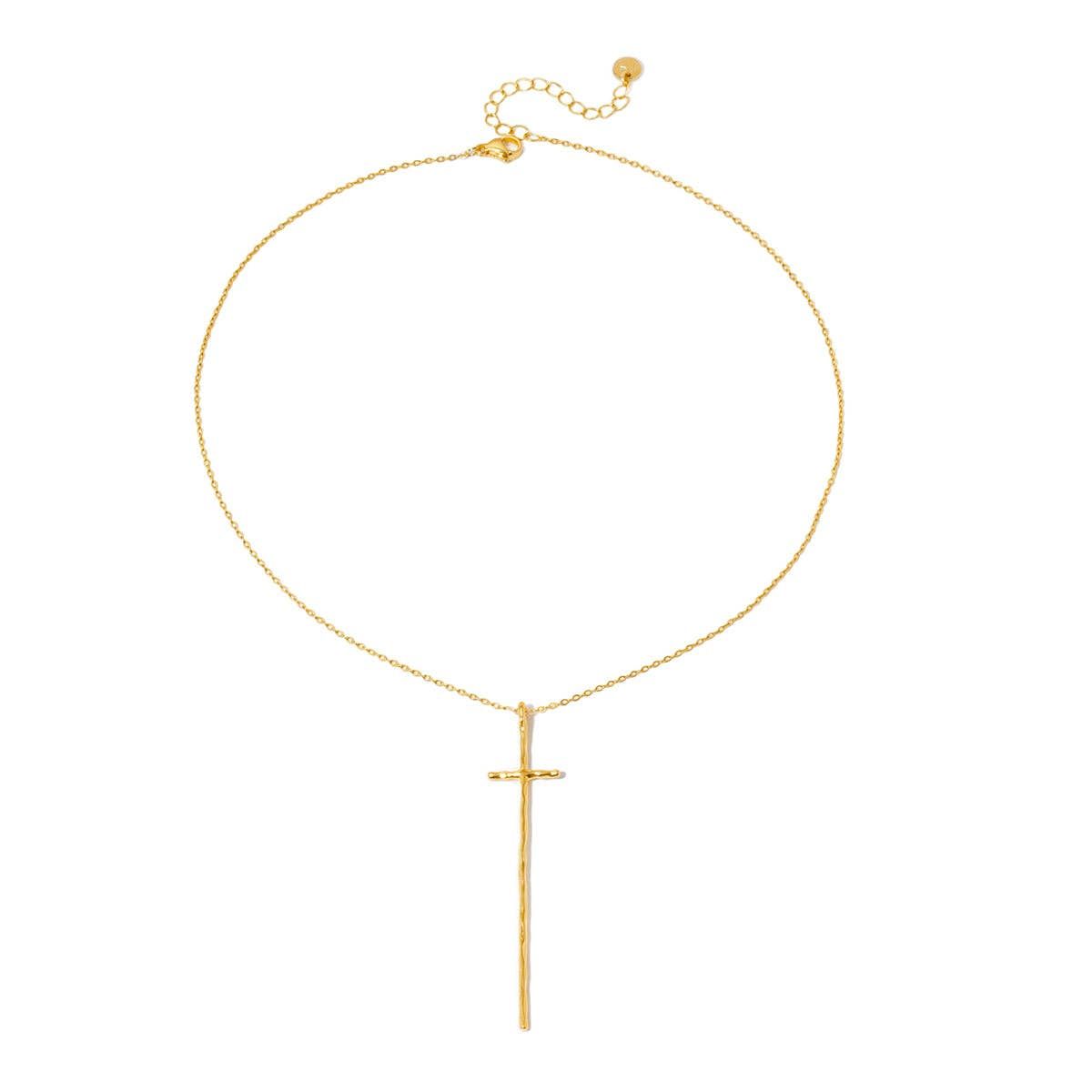 Modern Cross Necklace - WATERPROOF, Color: Gold