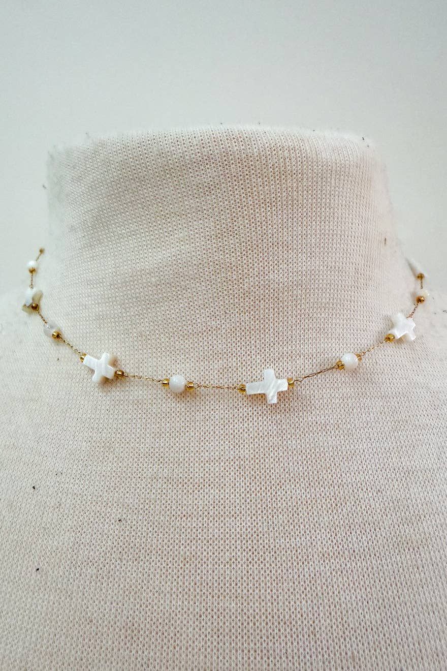 Laura Necklace- White Cross