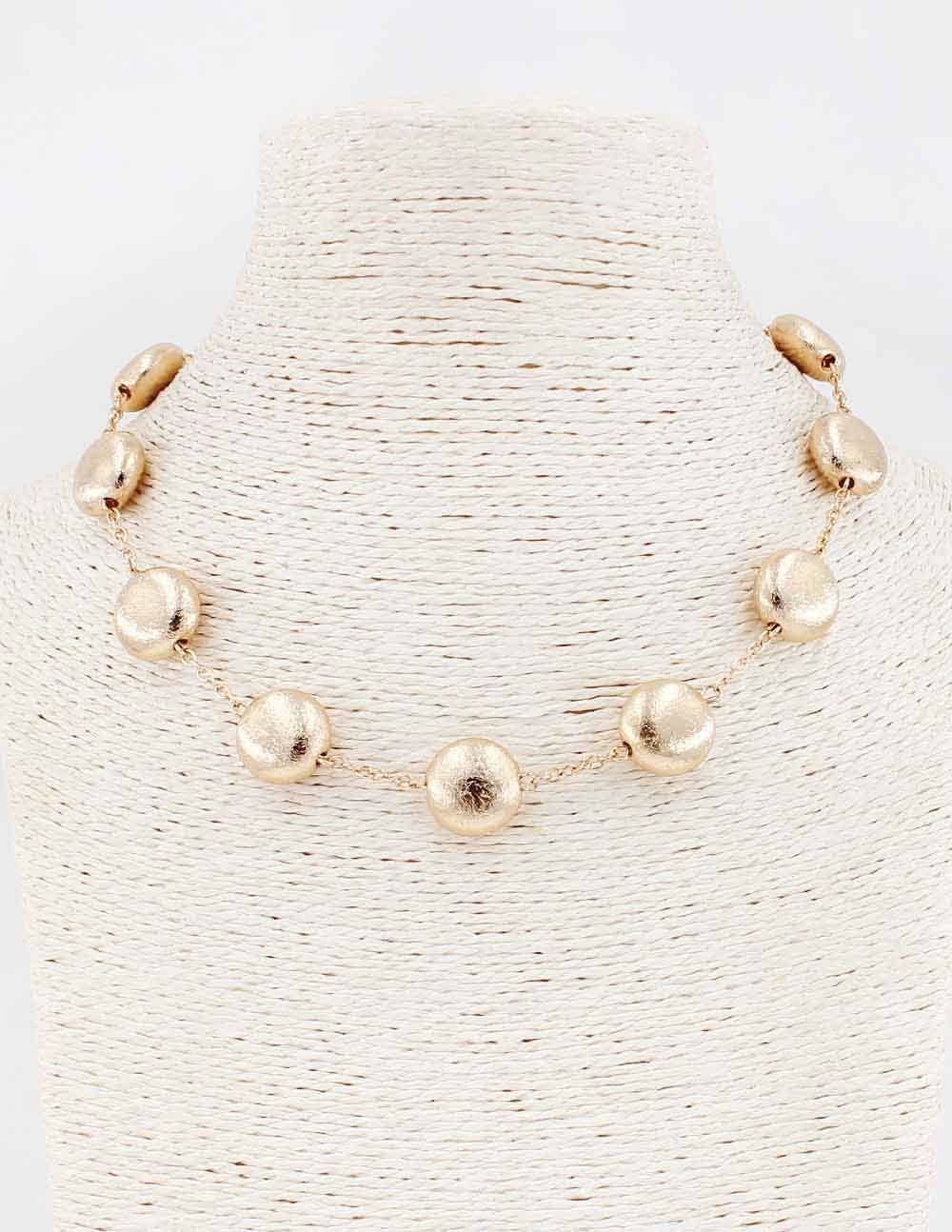 Gold Flat Beaded 16"-17" Necklace