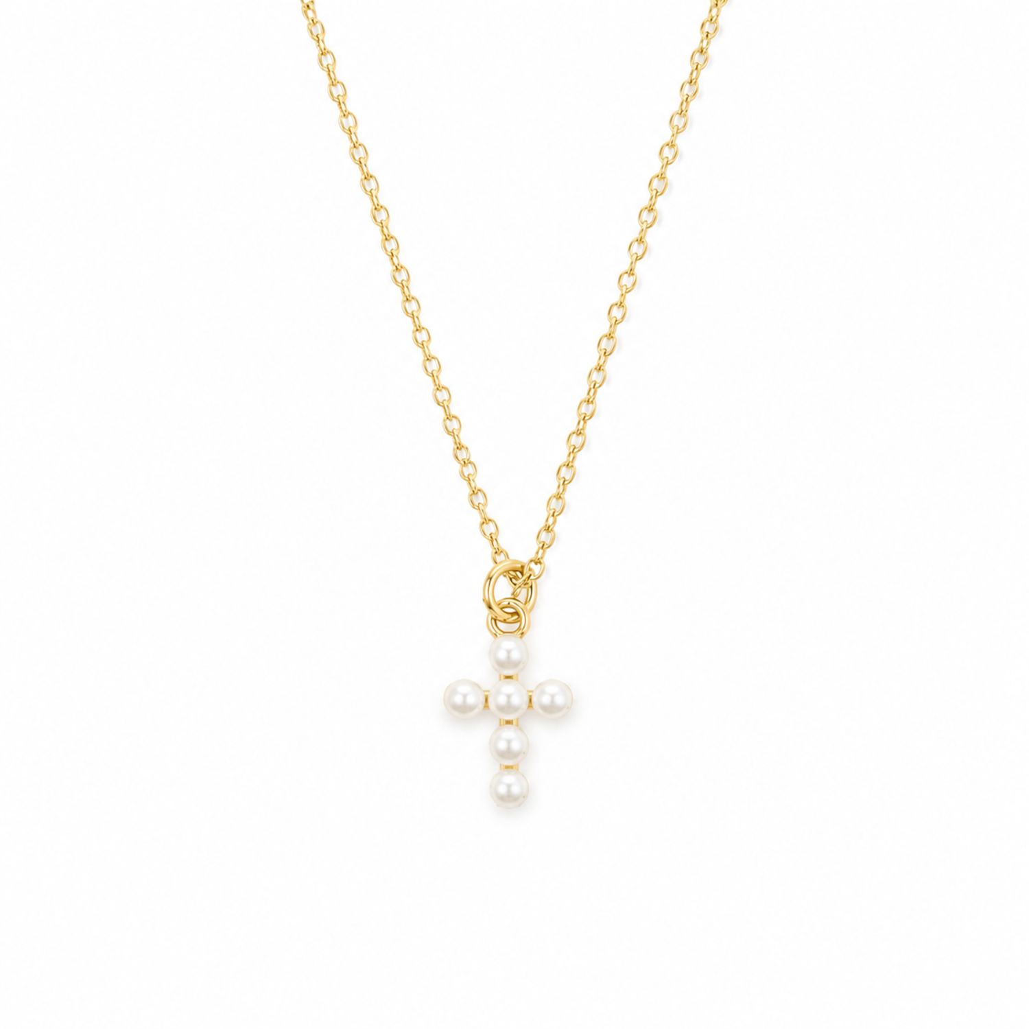 Shell Pearl Cross Necklace