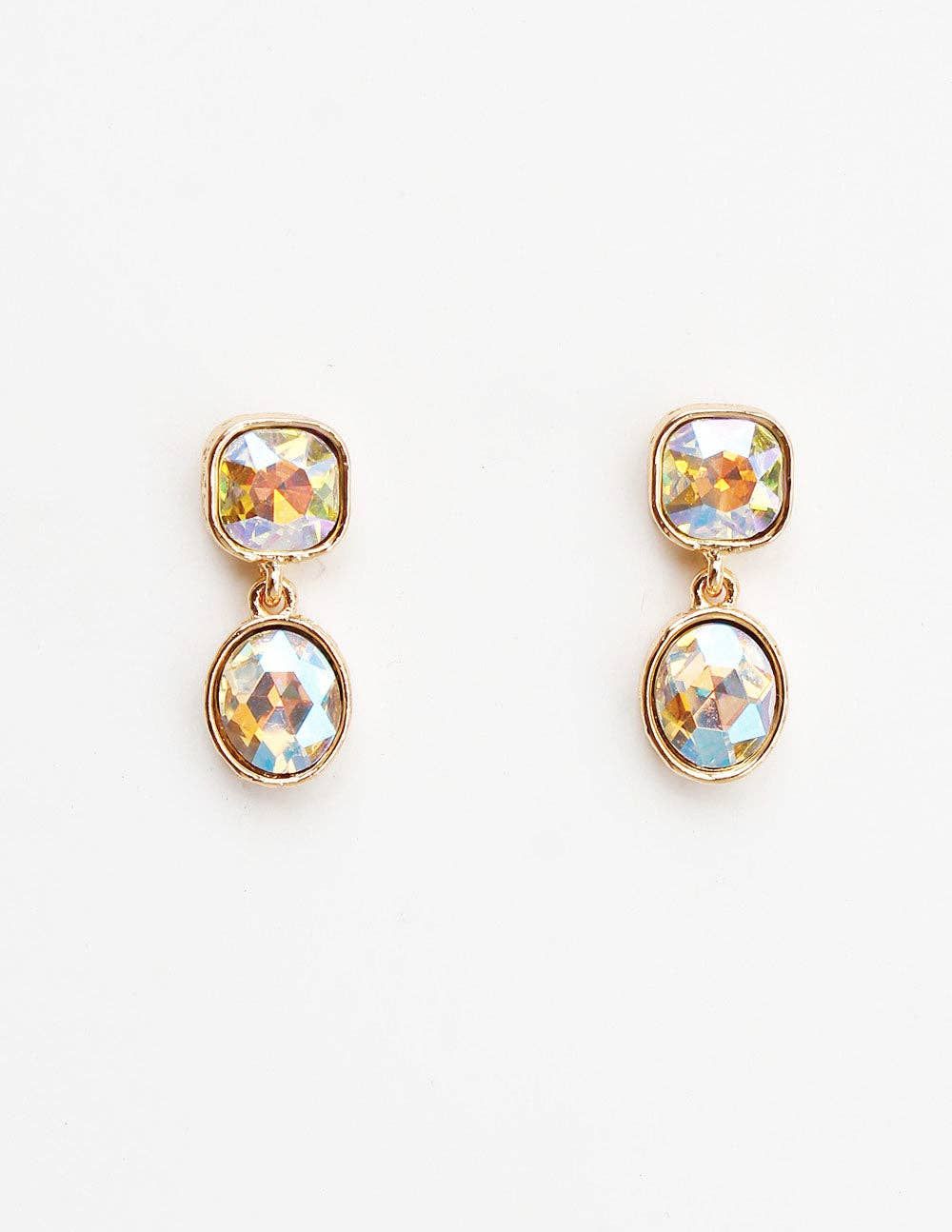 Gold 1” drop AB Stone Earring