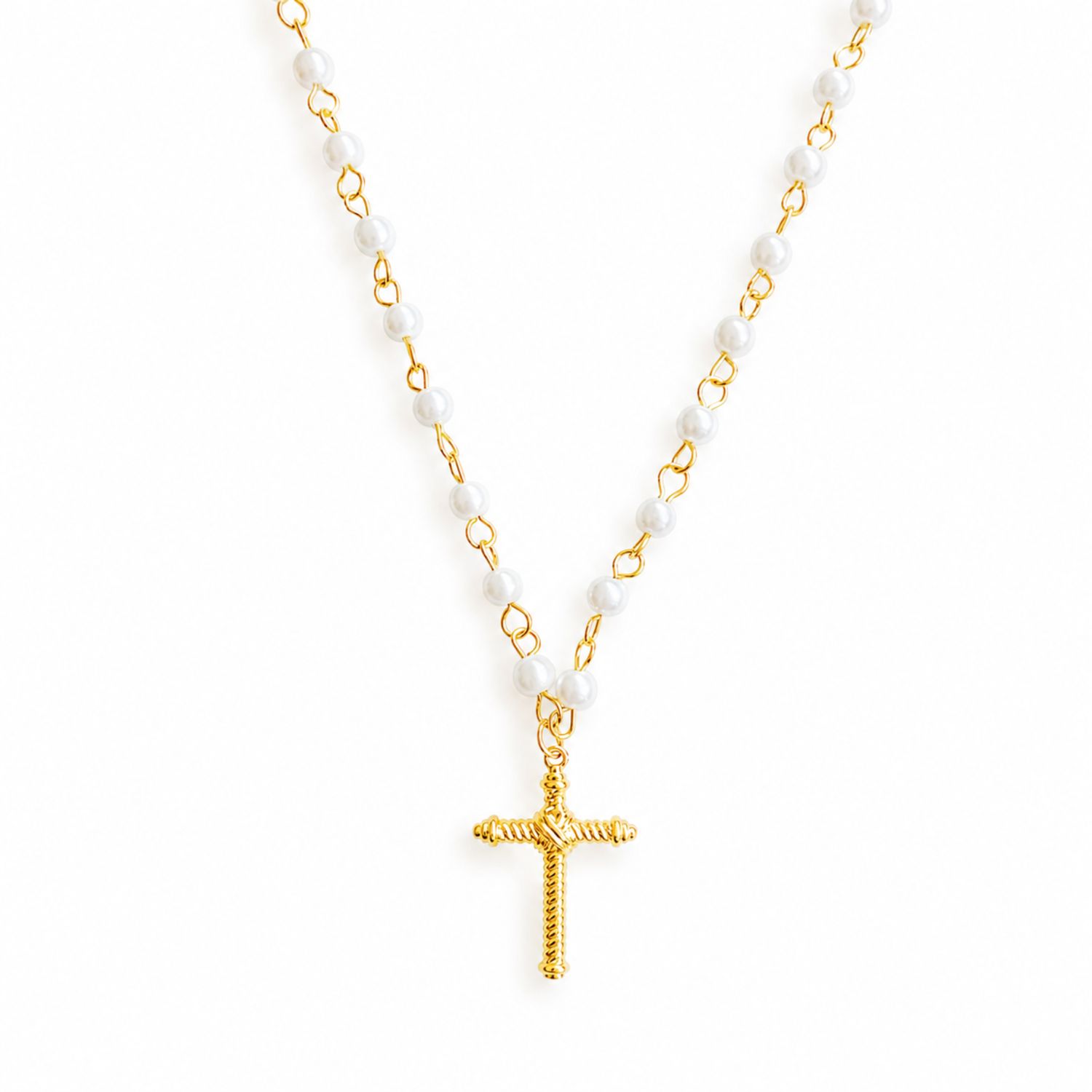 Cabled Cross Pendant Necklace