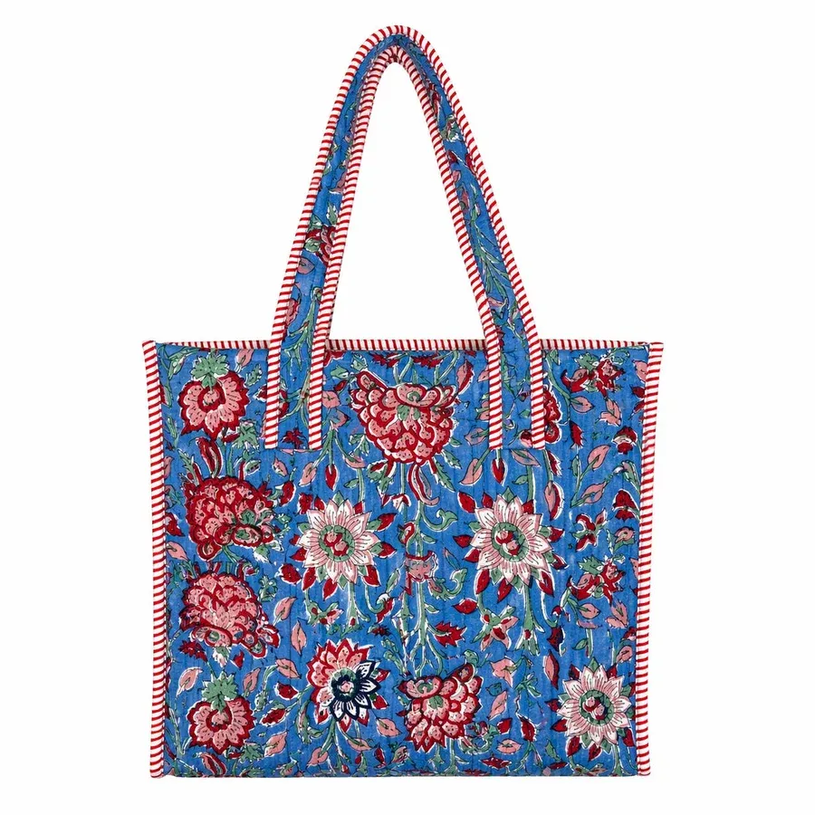 Vivid Marigolds Block-Printed Quilted Mini Tote