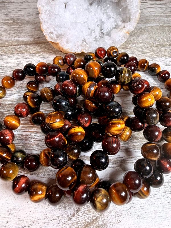10mm Tri-Color Tiger’s Eye Bracelet