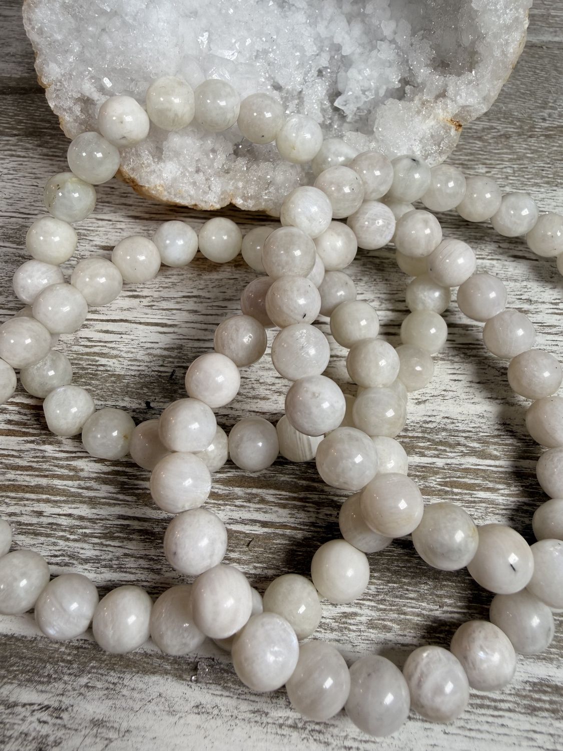 8mm Natural White Lace Agate Bracelet
