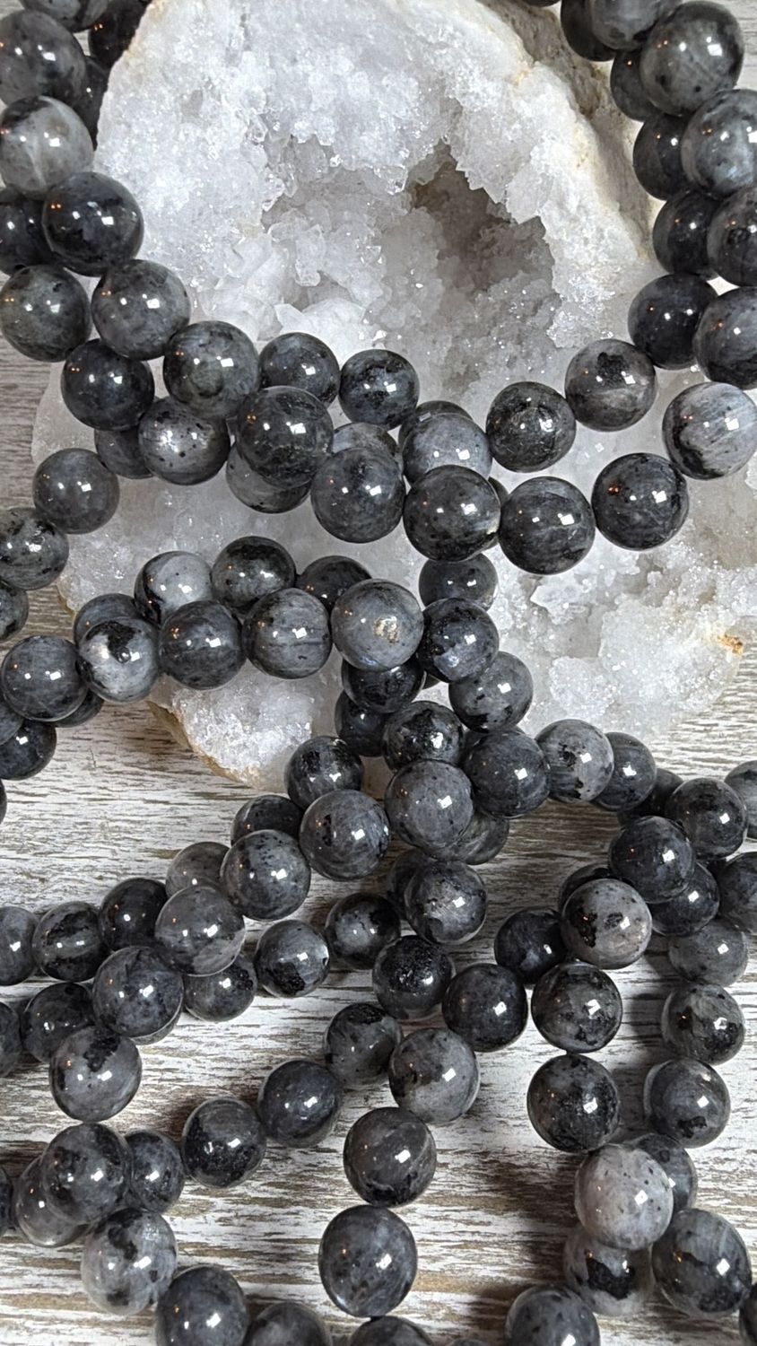 8mm Natural Larvikite (Black Labradorite) Bracelet