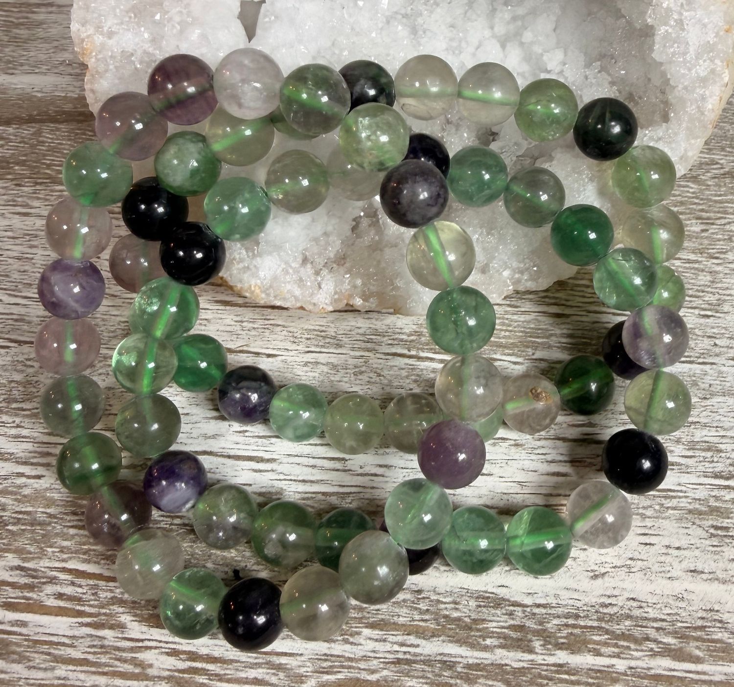 8mm Natural Mixed Fluorite Bracelet