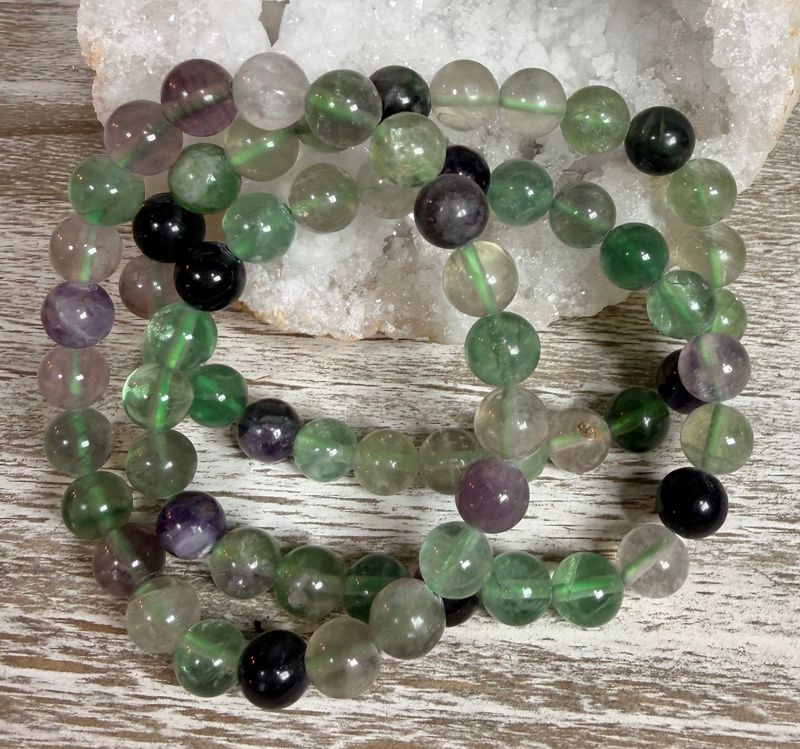 8mm Natural Mixed Fluorite Bracelet