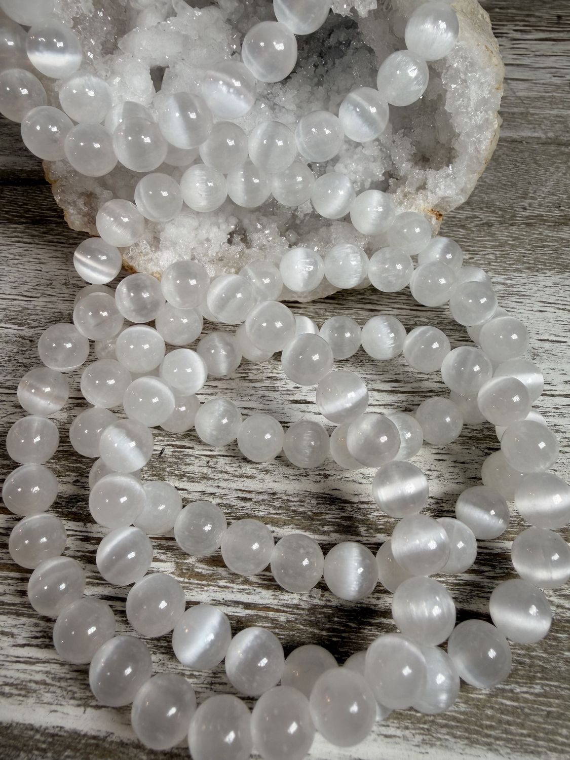 8mm Natural Selenite Bracelet