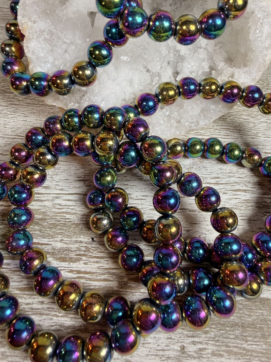 8mm Rainbow Hematite Bracelet