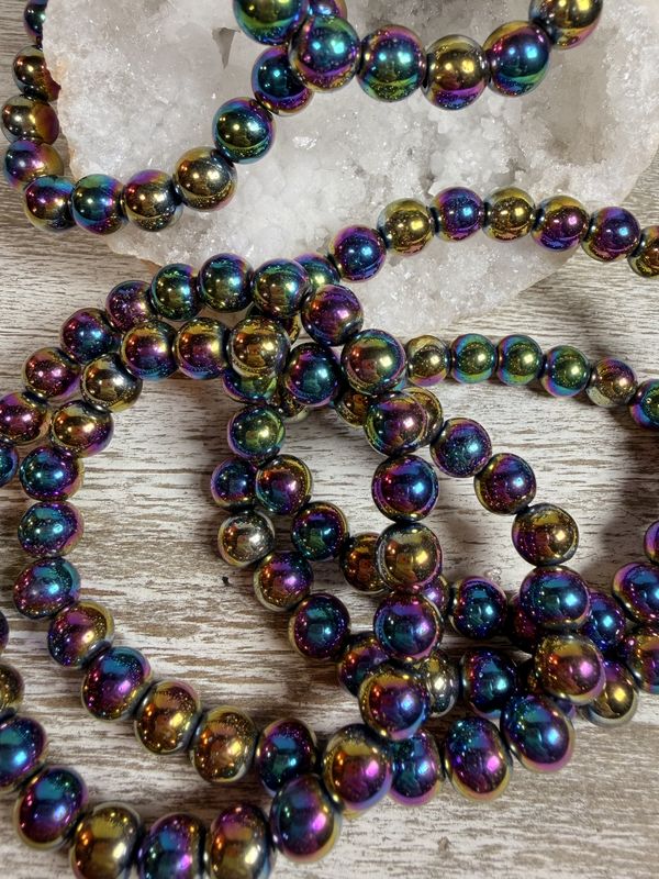 8mm Rainbow Hematite Bracelet