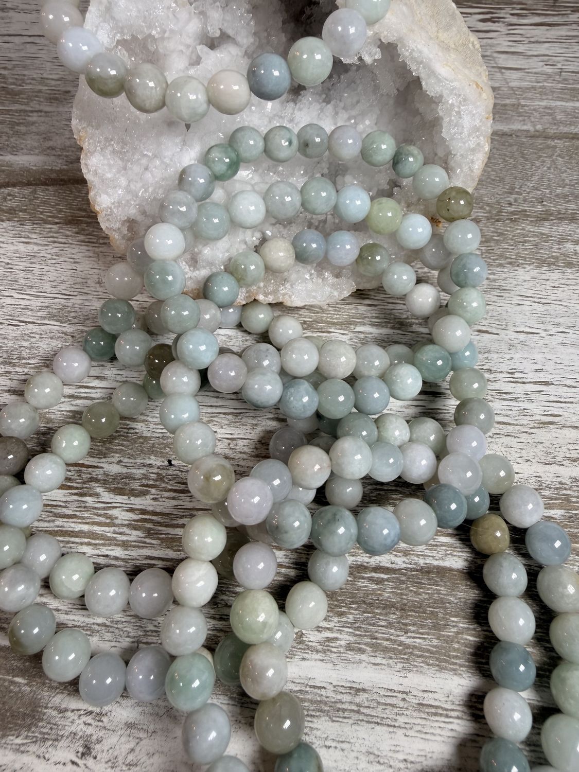8mm Natural Tri-Color Jade Bracelet