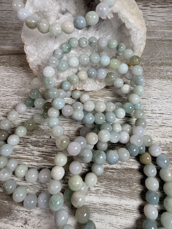 8mm Natural Tri-Color Jade Bracelet