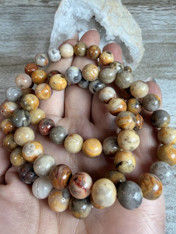 8mm Natural Crazy Lace Agate Bracelet