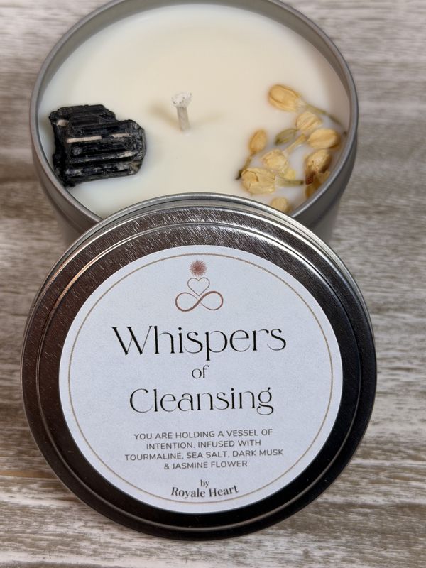 Whispers of Cleansing (Full Moon) Intention Candle – Black Tourmaline &amp; Jasmine Flower