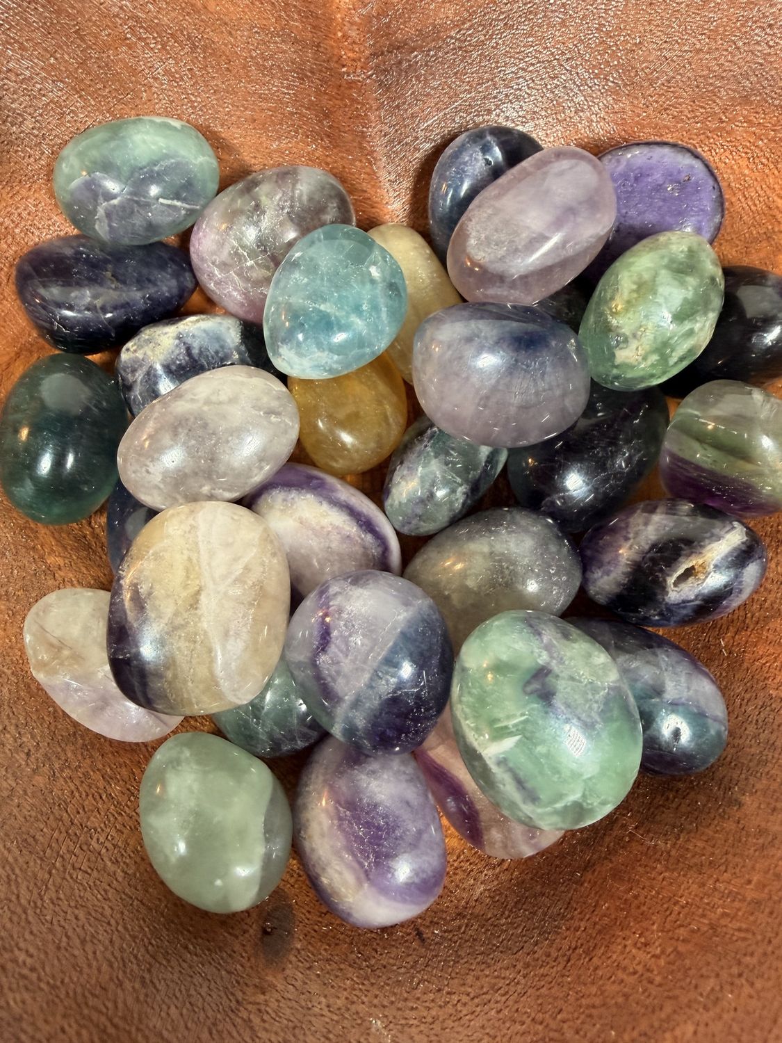 Natural Rainbow Fluorite Tumbled Stone - Chakra Cleansing &amp; Balance