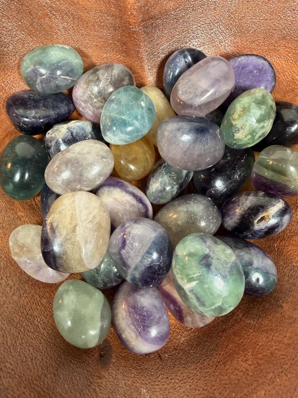 Natural Rainbow Fluorite Tumbled Stone - Chakra Cleansing &amp; Balance