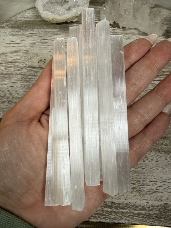 Natural Selenite Wand - Ethically Sourced Satin Spar Aura Cleansing Stick