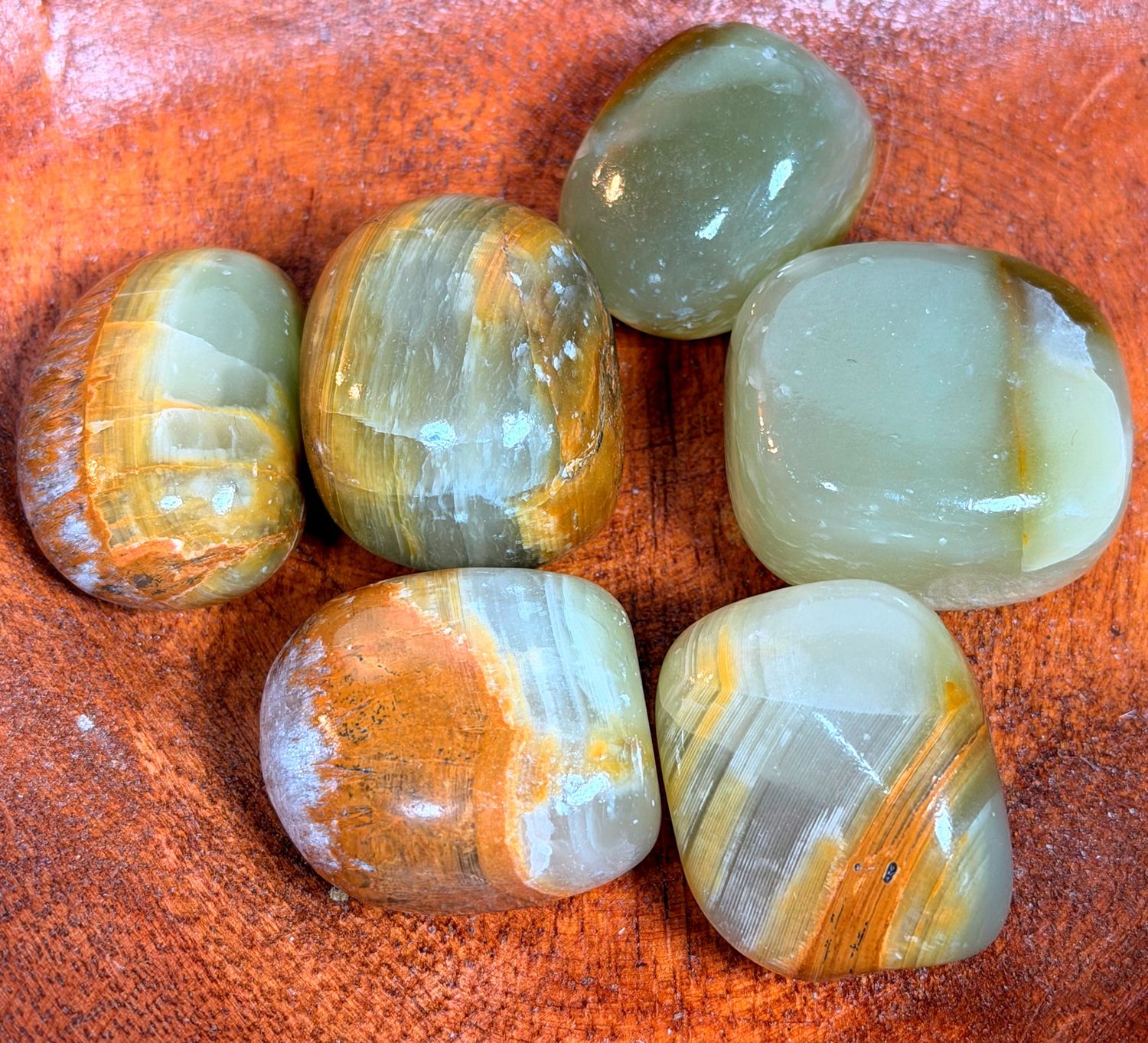 Natural Green Onyx Tumbled Stone - Stress Relief