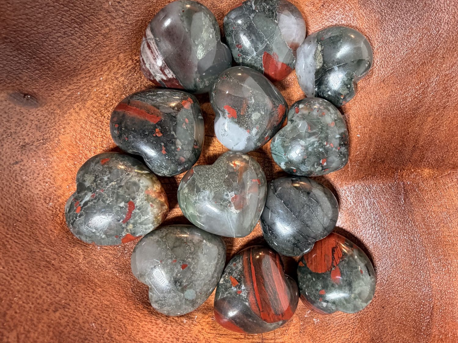 Natural Bloodstone Carved Heart – Focus on Present