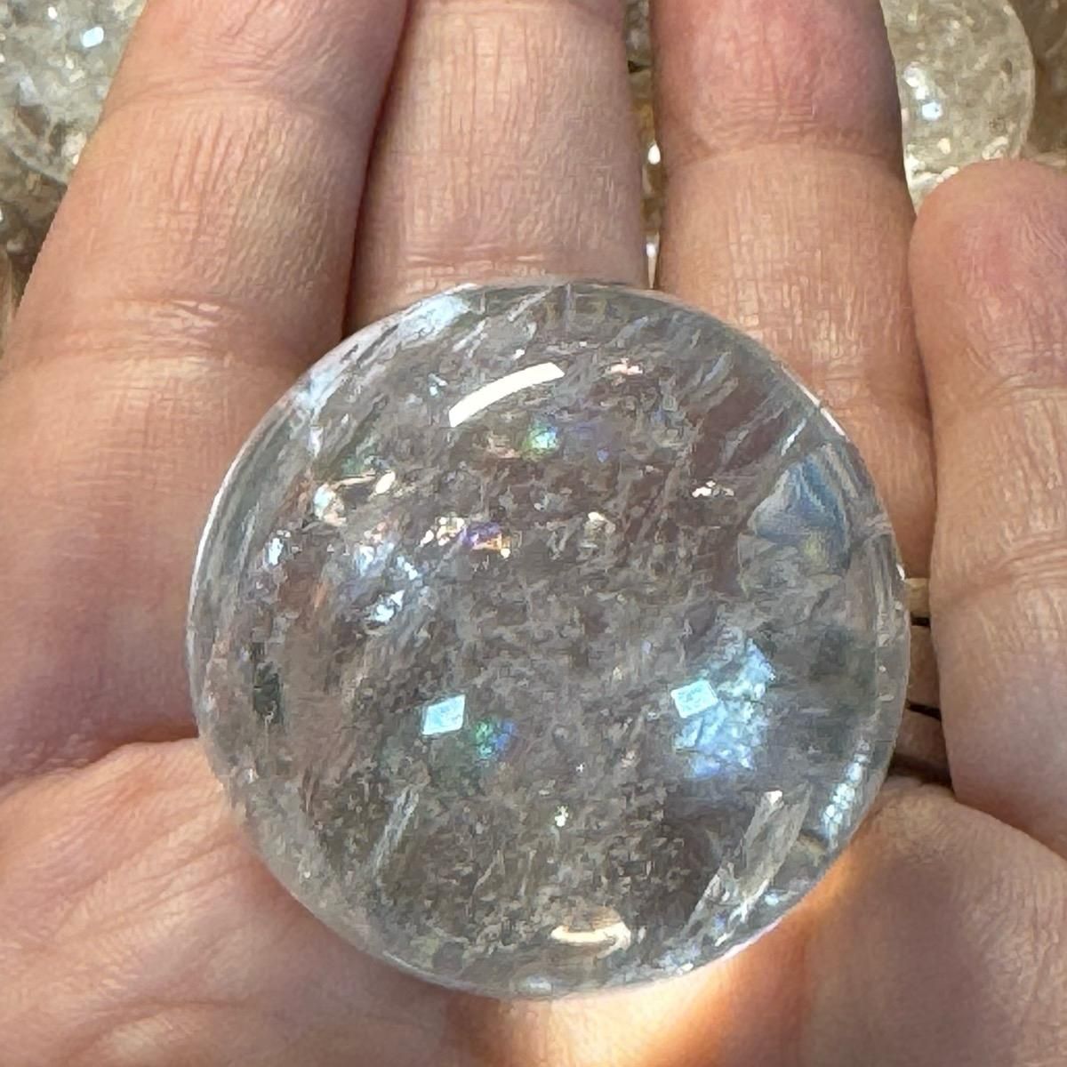 Clear Quartz Spheres – Full of Rainbows &amp; Phantoms (Arkansas Sourced), Size: Large