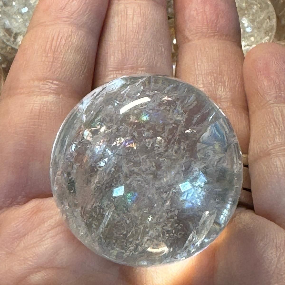 Clear Quartz Spheres – Full of Rainbows &amp; Phantoms (Arkansas Sourced), Size: Large