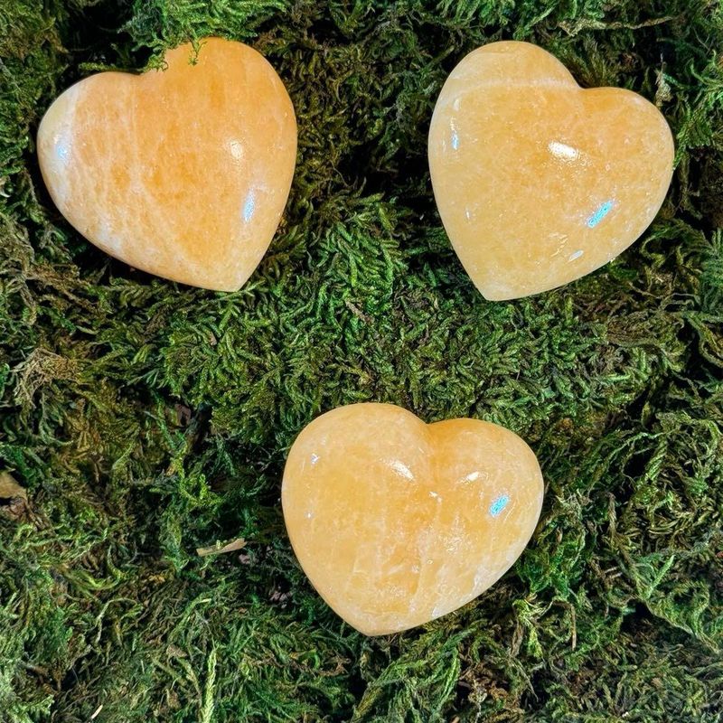 Orange Calcite Carved Heart – Vitality, Creativity &amp; Emotional Healing